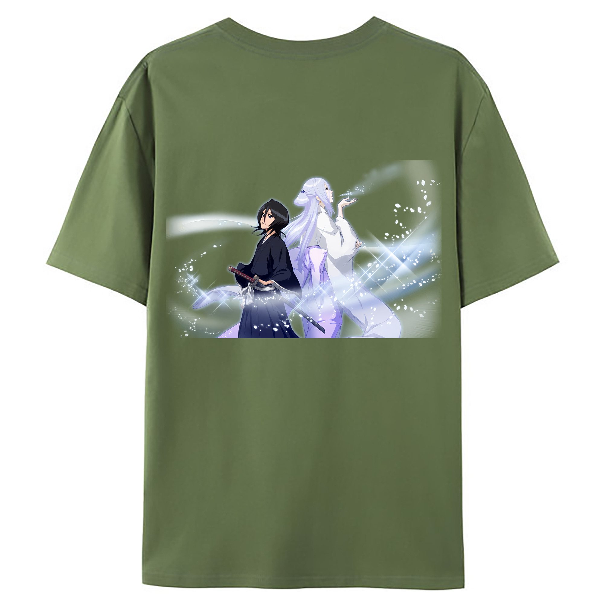 （画像用） ブリーチ 朽木ルキア BLEACH Kuchiki Rukia 綿100％ メンズ半袖Tシャツ（バックプリント） 通気性